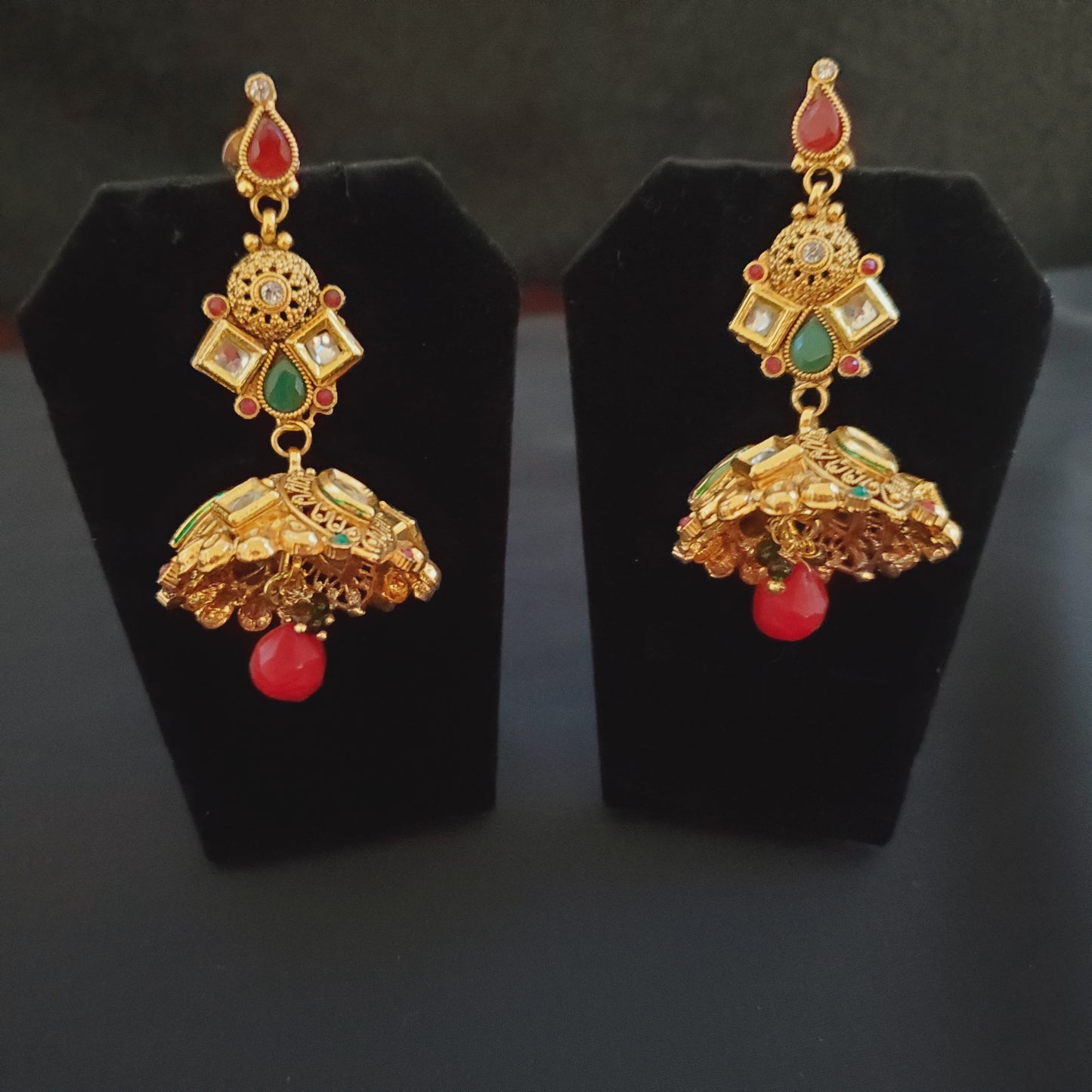Royal Multi Color Kundan Jumka Earrings