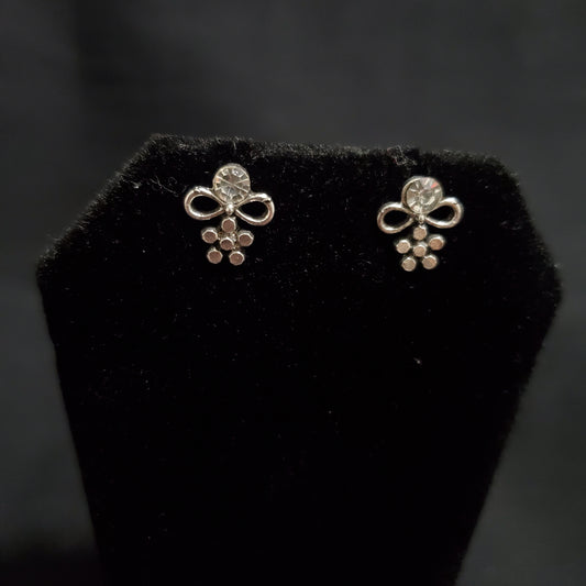 Silver Plated Flower Small Earrings