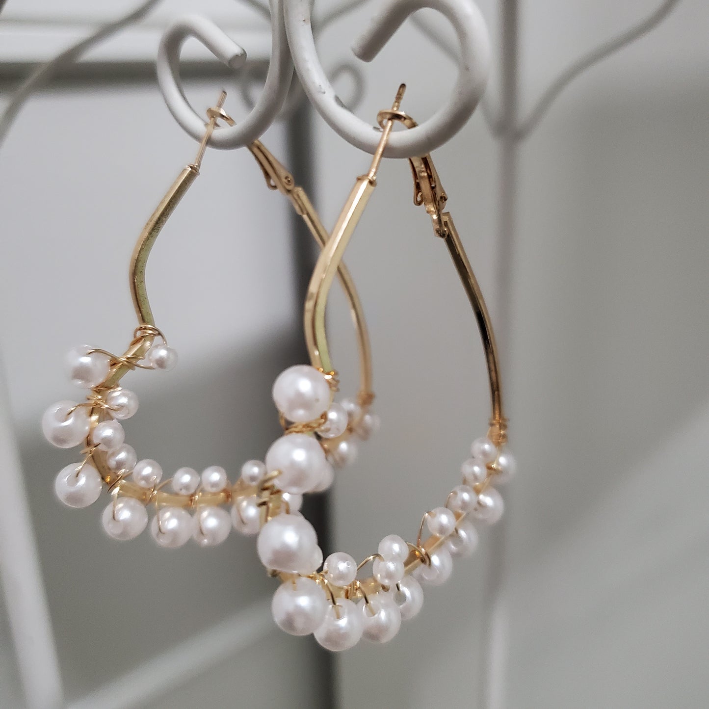 Gold Plated Pearl Heart Earrings